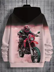 casual fashion style gradient style motorcycle boy print pattern outdoor leisure comfortable hoodie top details 3