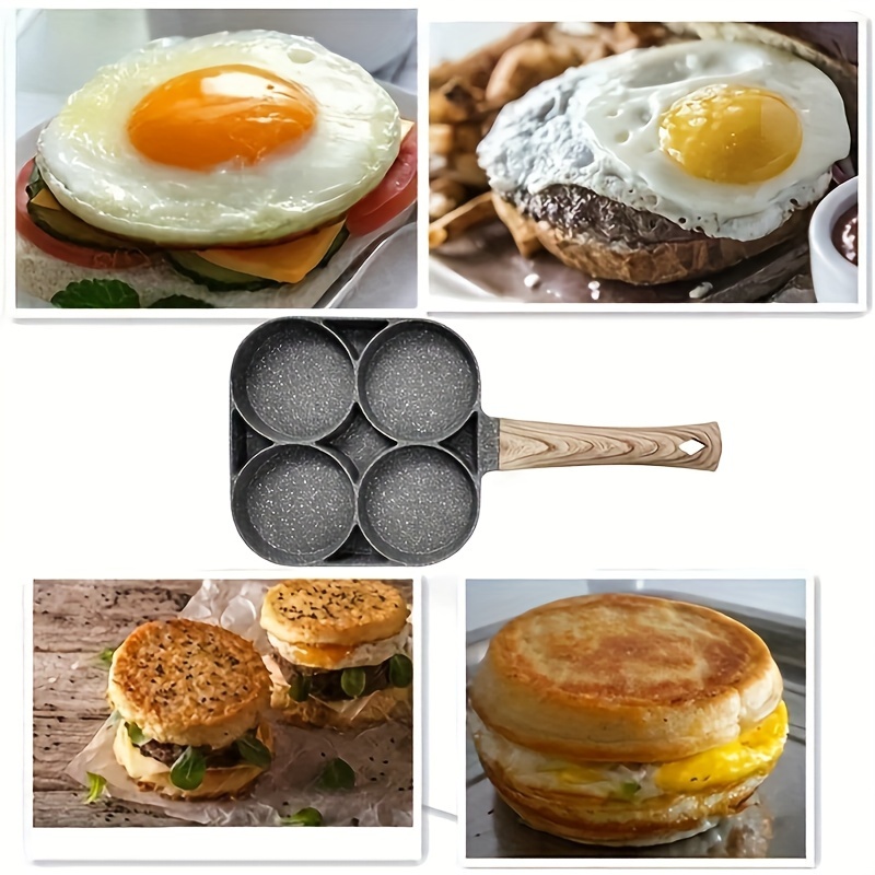 1pc versatile 4 hole non stick frying pan for eggs dumplings steaks aluminum alloy breakfast more induction cooktop compatible details 5