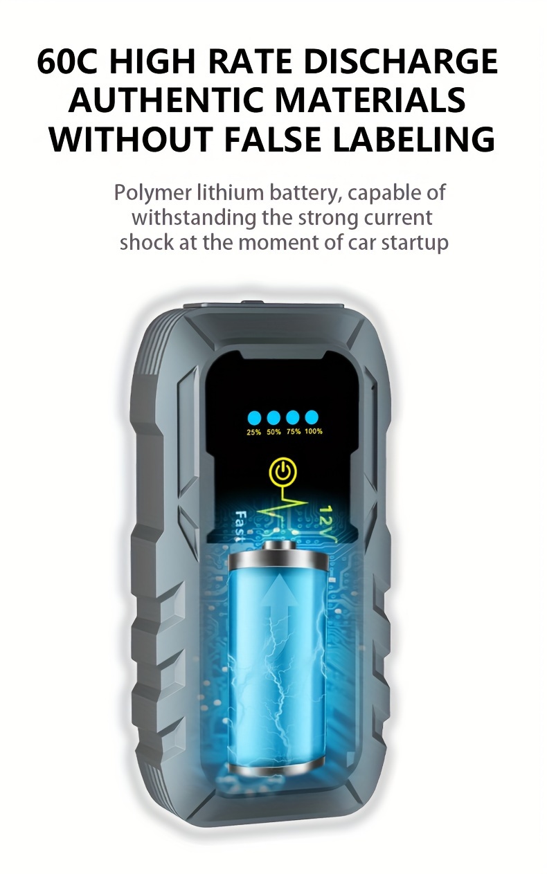 arrancador portátil para carro 1000a 12 saídas usb, bateria recarregável de polímero de lítio com cabos de inteligentes, baterias com segurança em , com e , múltiplas proteções de segurança detalhes 6