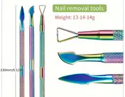 14pcs hypoallergenic stainless steel cuticle pusher and nail file set manicure pedicure tools uv gel polish remover cleaning kit nail tech supplies details 3
