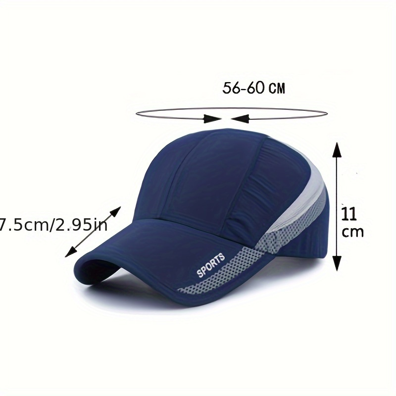 1   quick   cap adjustable breathable mesh back sun protection hat for outdoor activities camping hiking navy blue with gray accents hiking accessories details 1