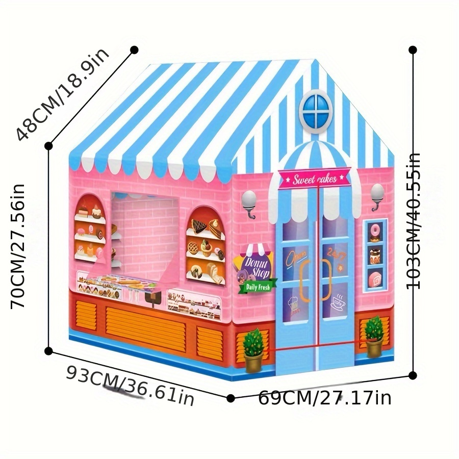 kids playhouse tent childrens dessert theme play tent indoor pretend play tent with polyester fabric pvc frame suitable for boys and children   0 3 years     design details 6