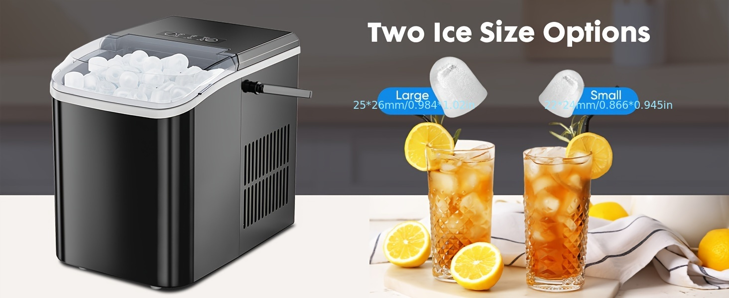 countertop ice maker nugget portable ice machine 9 bullet ice cubes in 6 mins 26 5lbs in   self cleaning with handle basket scoop for home kitchen party camping rv details 5