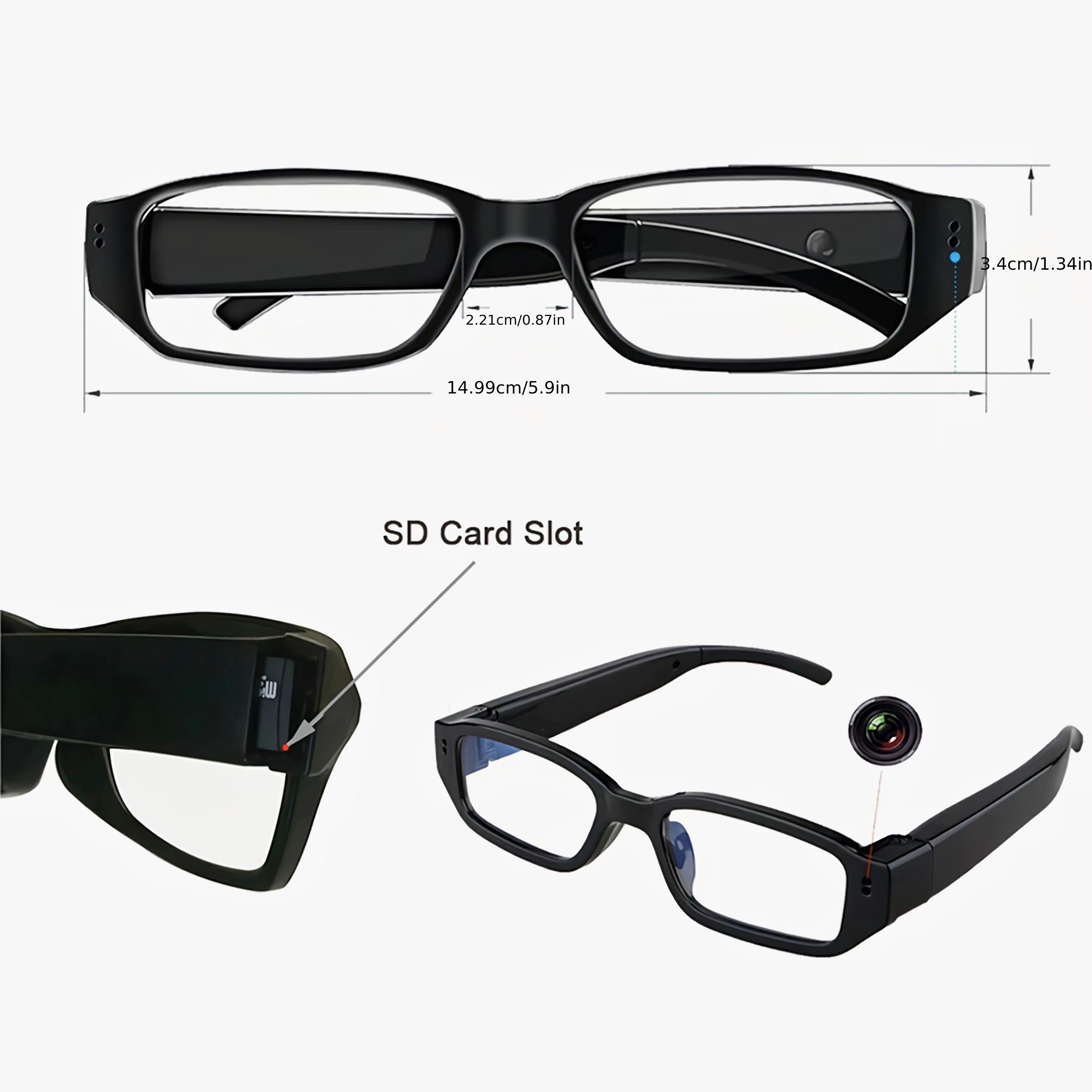 1pc smart video camera glasses 1080p hd camera glasses sports outdoor glasses portable camera ultra clear camera glasses with 32gb memory card details 3