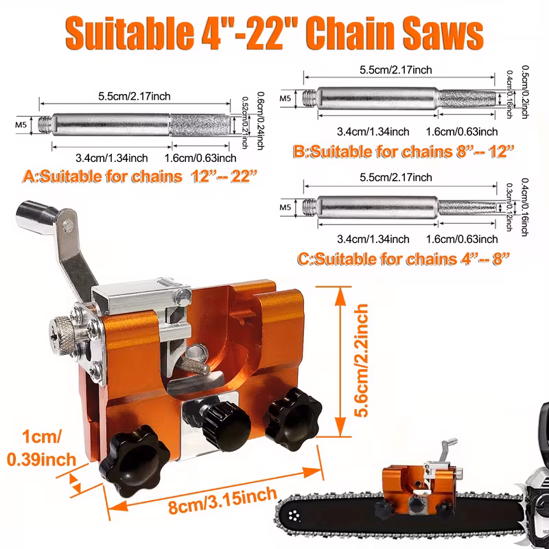 chainsaw sharpening tool chainsaw sharpening fixture with 4 grinding rods manual chainsaw sharpening fixture kit suitable for chainsaws from 4 inches to 22 inches details 1