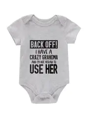 baby girls casual i have a crazy grandma short sleeve onesie clothes details 5