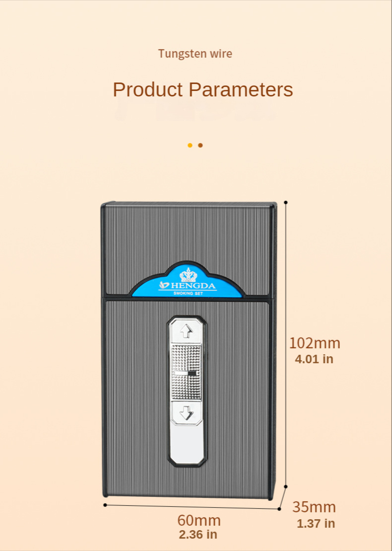 waterproof metal cigarette case, waterproof metal cigarette case with double arc electronic lighter and usb charging details 4