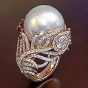 1pc new ring jewelry with faux pearl feather for men details 0
