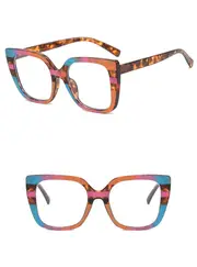 cat eye clear lens fashion sunglasses for women men color block square frame glasses vintage anti blue light eyewear details 6