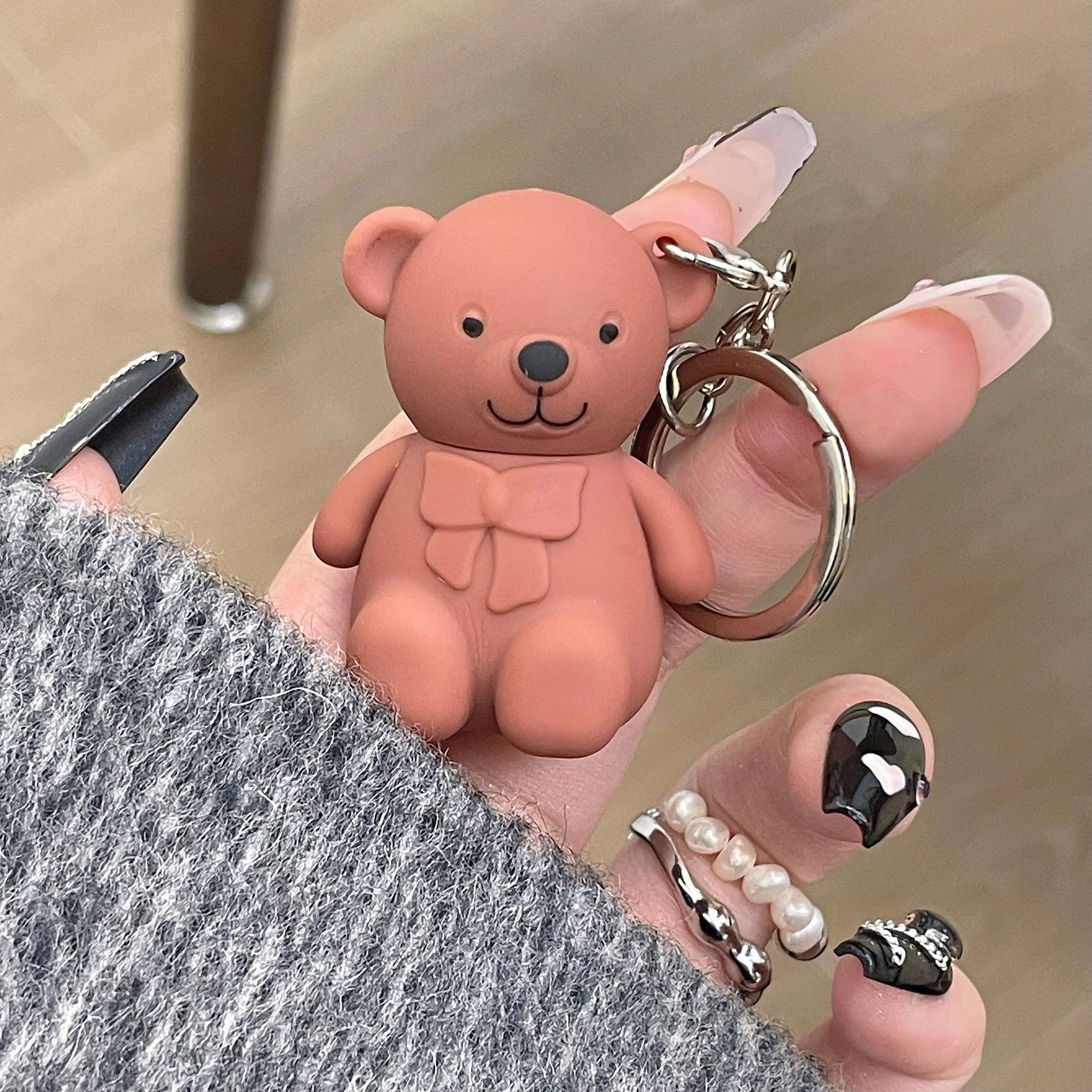 6 color mini bear keychain lip glaze long lasting matte lipstick with non peeling pigmentation valentines day gifts details 6