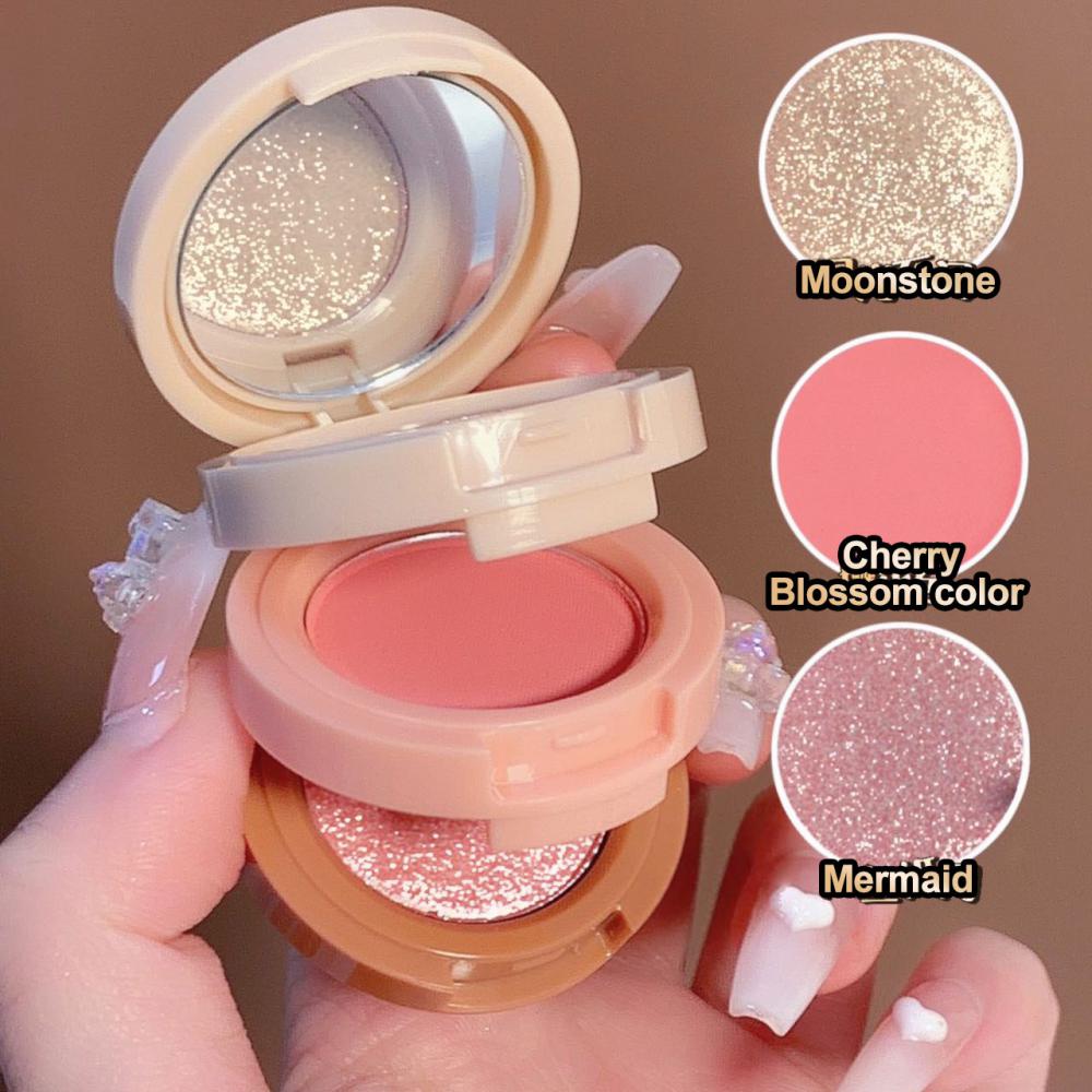 3 in 1 matte highlighter blush palette pearlescent shimmer eyeshadow for multifunctional face makeup female cosmetics details 0