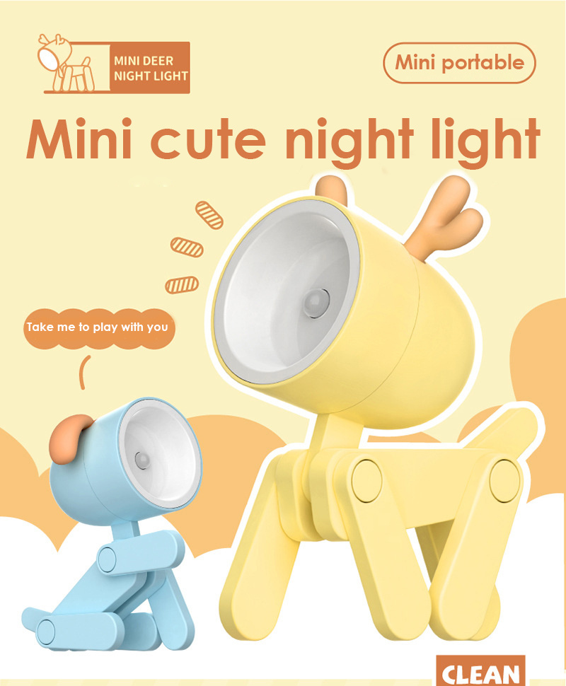 1pc cute led night light for pets foldable table lamp for bedside bedroom and living room decor details 3