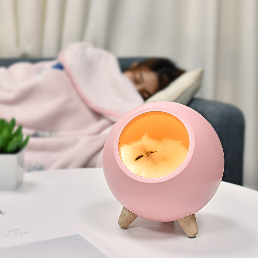 desk table lamp touch sensor dimmable cat house led night light usb rechargeable bedroom bedside lamp for children baby gift details 7