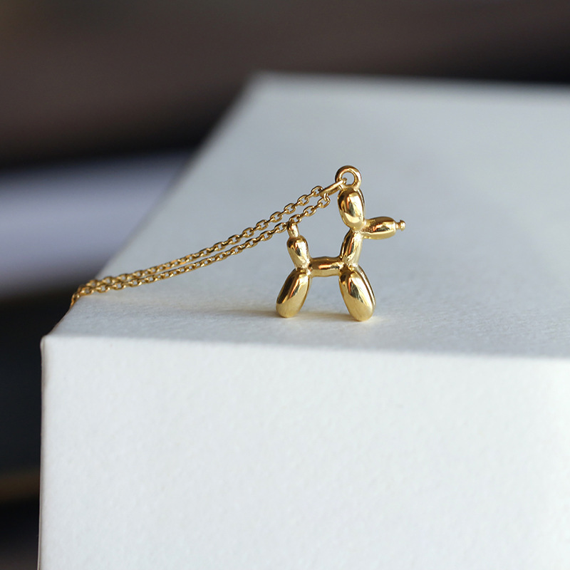 Fashion Golden14K Gold Plated Balloon Dog Pendant Necklace