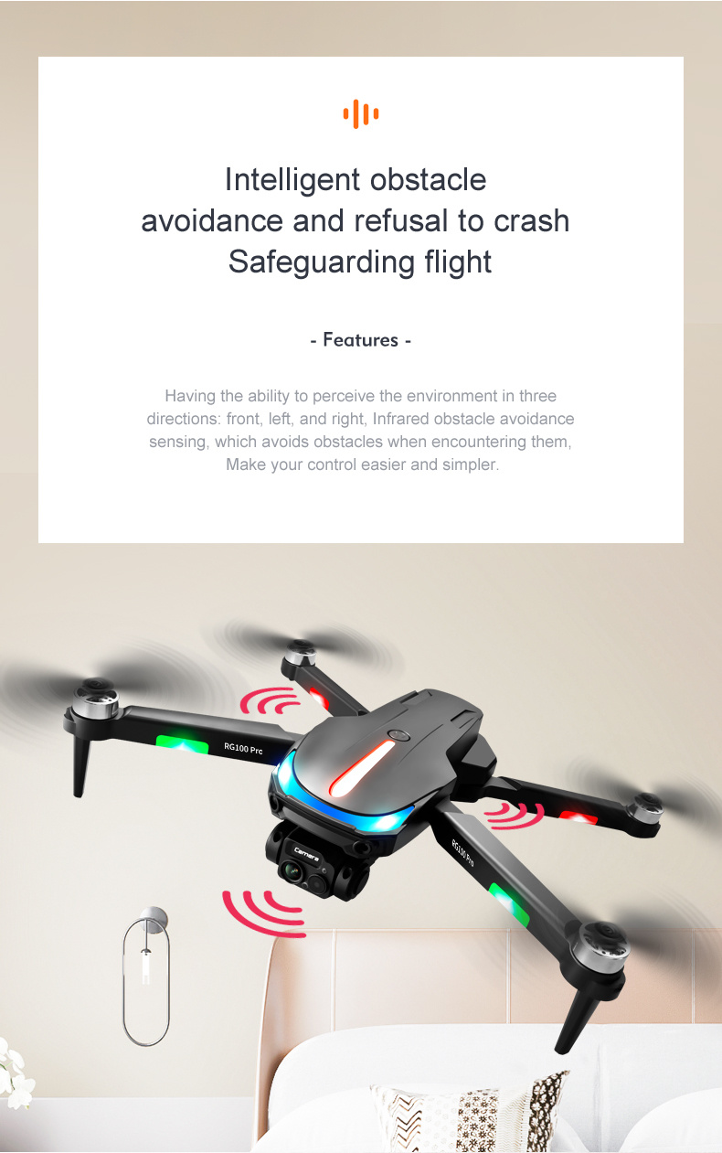 rg100 pro drone hd professional dual camera brushless motor 2 4g 3 sided obstacle avoidance optical flow positioning quadcopter details 4