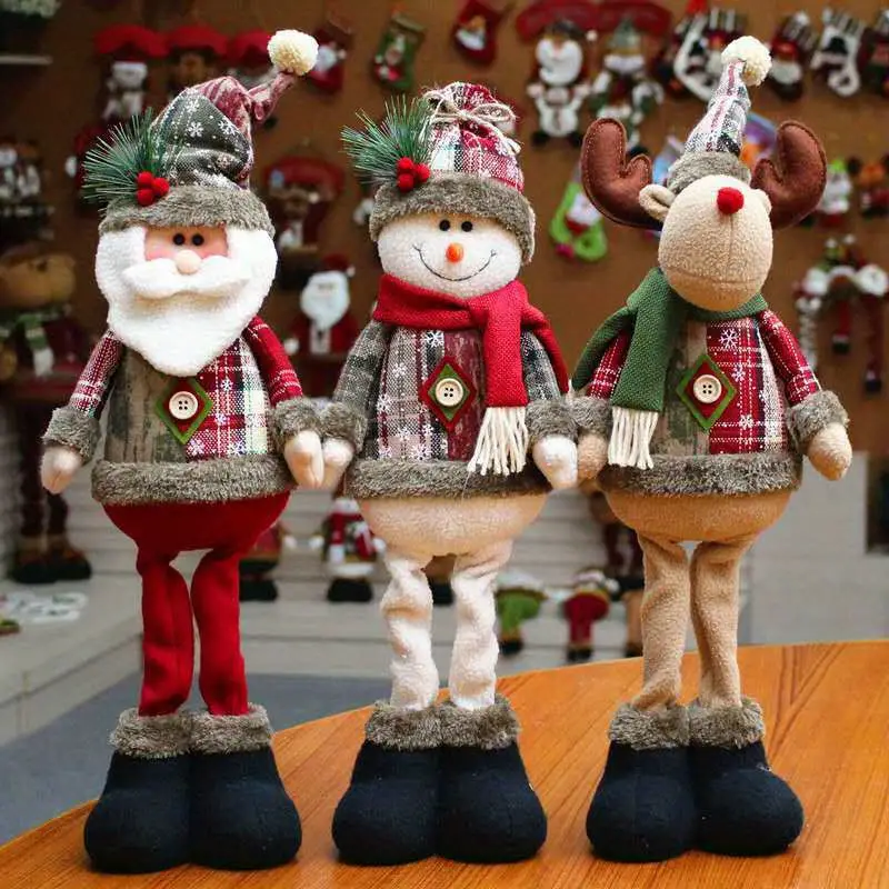 1pc 3pcs christmas dolls tree decor new year ornament reindeer snowman santa claus standing doll navidad decoration merry christmas details 2