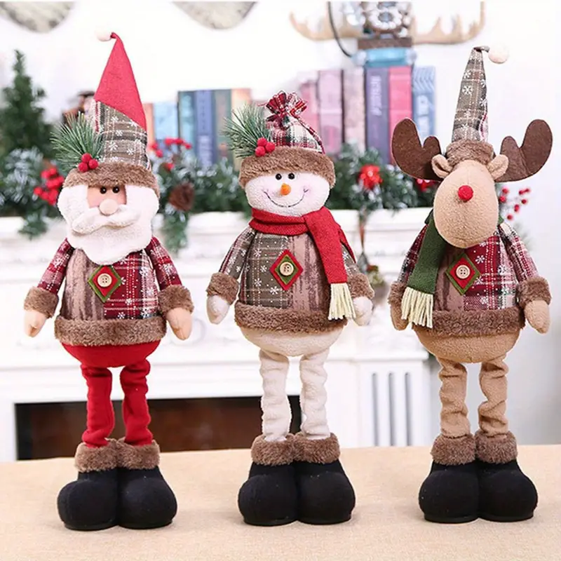 1pc 3pcs christmas dolls tree decor new year ornament reindeer snowman santa claus standing doll navidad decoration merry christmas details 6