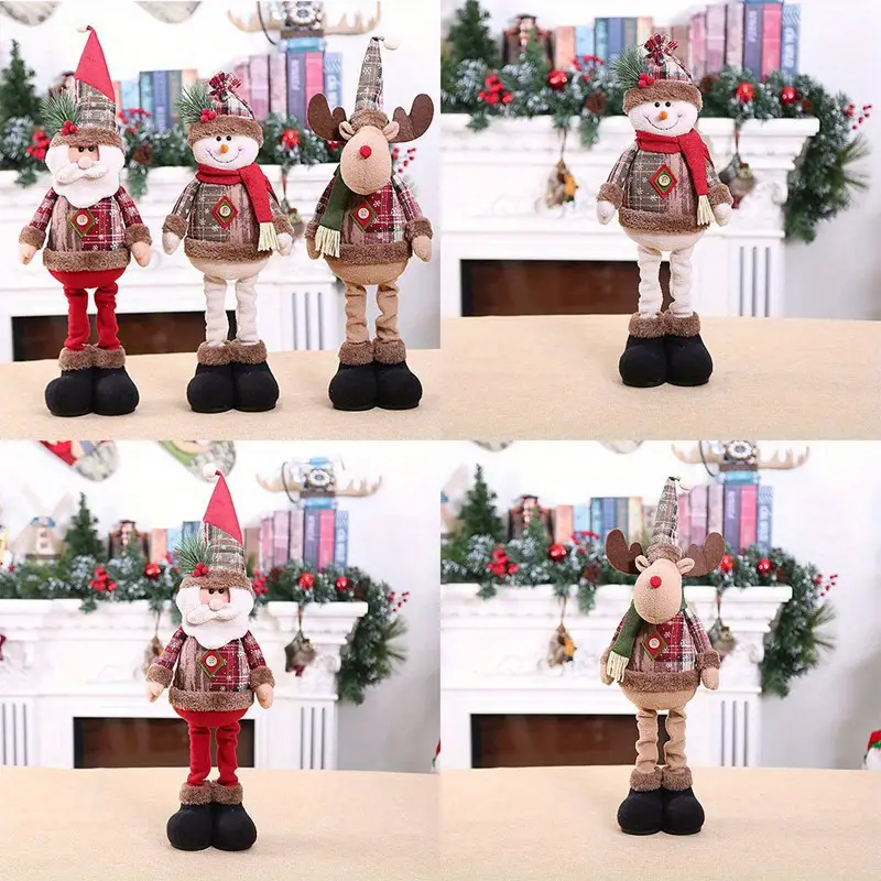 1pc 3pcs christmas dolls tree decor new year ornament reindeer snowman santa claus standing doll navidad decoration merry christmas details 7