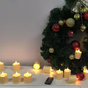 pack of 6 12 led candle with battery outdoor waterproof usb rechargeable candle remote control christmas candle flickering waterproof electronic tealight for halloween christmas party lights decoration simulation candle details 2