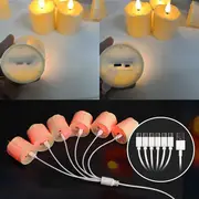 pack of 6 12 led candle with battery outdoor waterproof usb rechargeable candle remote control christmas candle flickering waterproof electronic tealight for halloween christmas party lights decoration simulation candle details 3