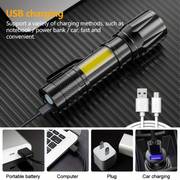 1 2 4 8pcs mini torch with clip led rechargeable flashlight portable usb charging waterproof zoomable flashlight for camping fishing cycling hiking emergency lighting details 7
