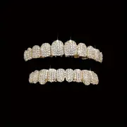 hip hop shiny vampire teeth braces, 2pcs set copper cubic zirconia teeth grillz for men hip hop shiny vampire teeth braces details 5