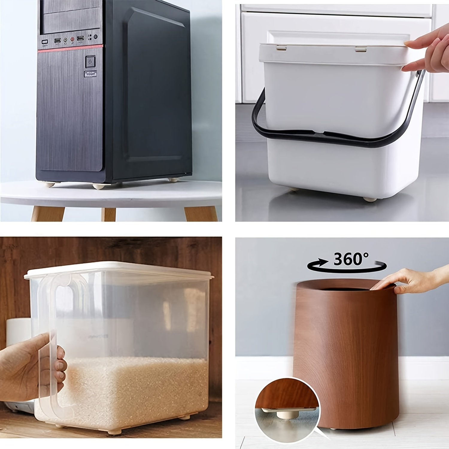 4 12pcs self caster wheels mini swivel wheels stainless steel paste universal wheel 360 degree rotation sticky pulley for bins bottom storage box furniture trash can Product details 6