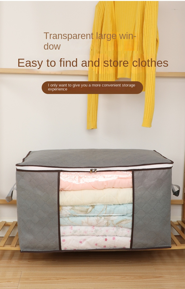 1pc large storage bag clothes storage with reinforced handle wardrobe zipper container with clear window details 3