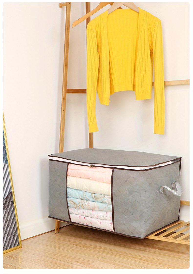 1pc large storage bag clothes storage with reinforced handle wardrobe zipper container with clear window details 12