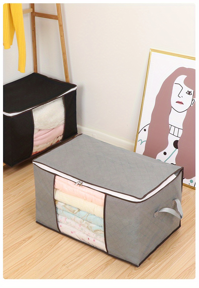 1pc large storage bag clothes storage with reinforced handle wardrobe zipper container with clear window details 13