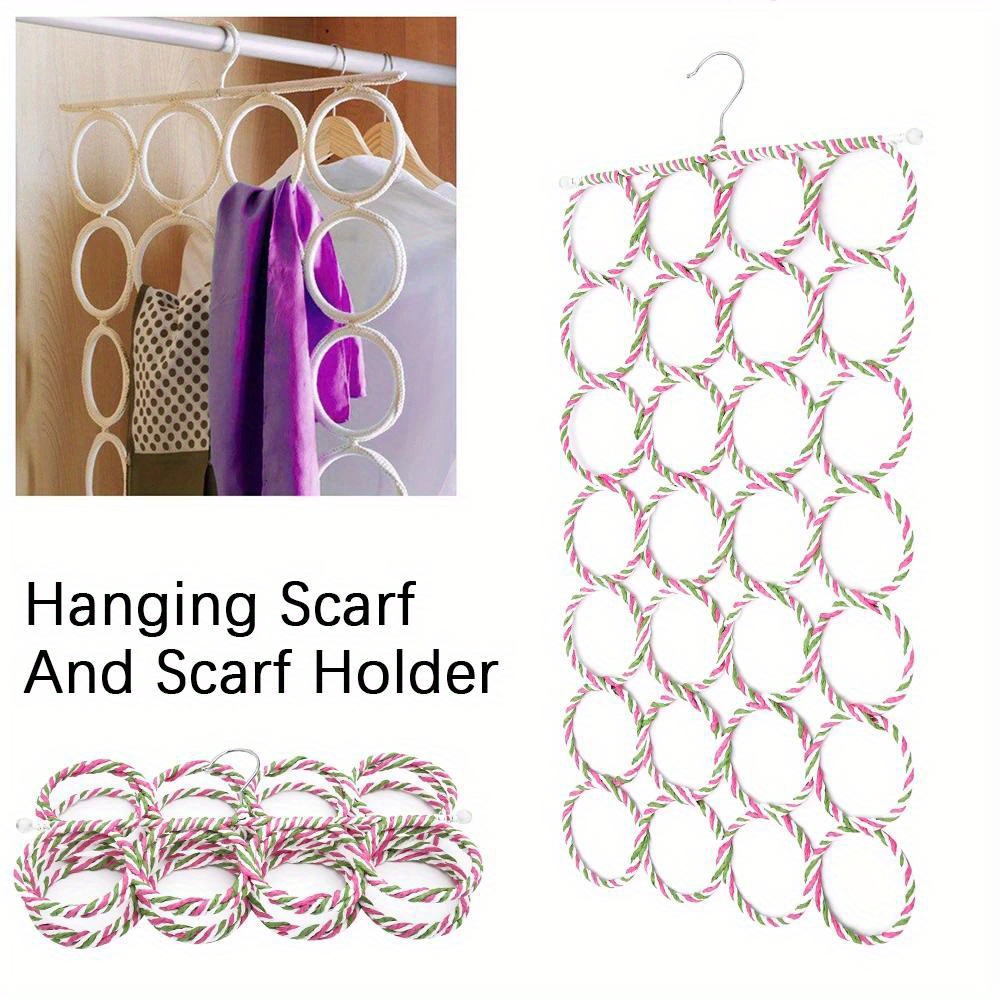 1pc round ring ties storage hanger metal rack for ties scarves belts clothes organizer for bedroom balcony dorm back to school essential details 1