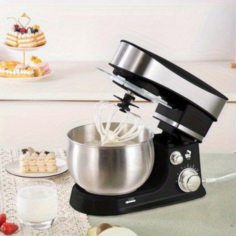 multifunctional restaurant home kitchen table stand mixer kitchen machine dough mixer cream blender egg salad mixer large capacity stainless steel snd noodle bowl with splash kid egg whisk dough hook flat beater 6 speed adjustment details 4