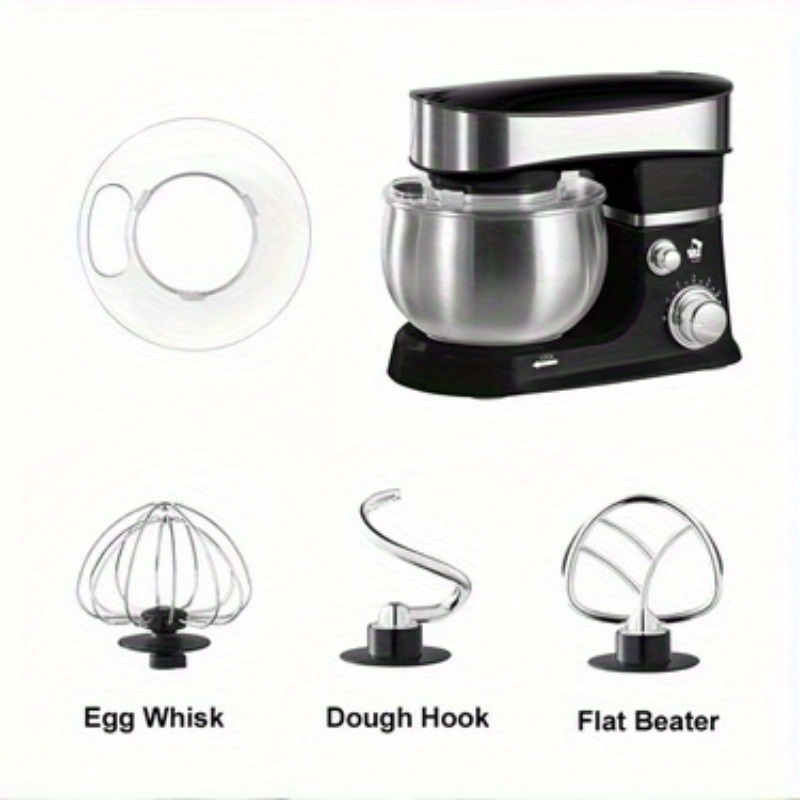 multifunctional restaurant home kitchen table stand mixer kitchen machine dough mixer cream blender egg salad mixer large capacity stainless steel snd noodle bowl with splash kid egg whisk dough hook flat beater 6 speed adjustment details 11