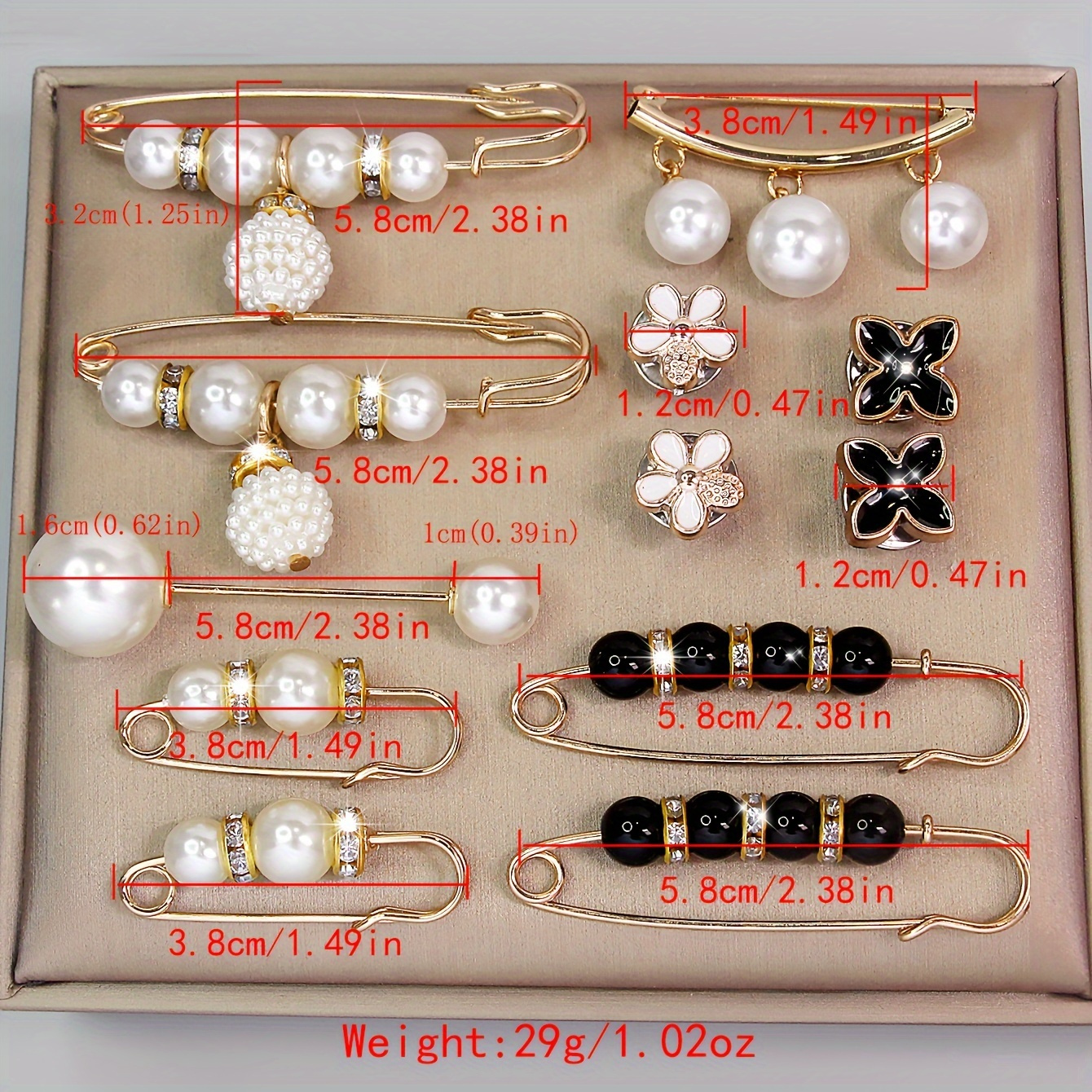 set 12pcs elegant faux pearls brooch pins waistband fixing pins dress clip hat shawl pin for clothing decoration accessories details 3