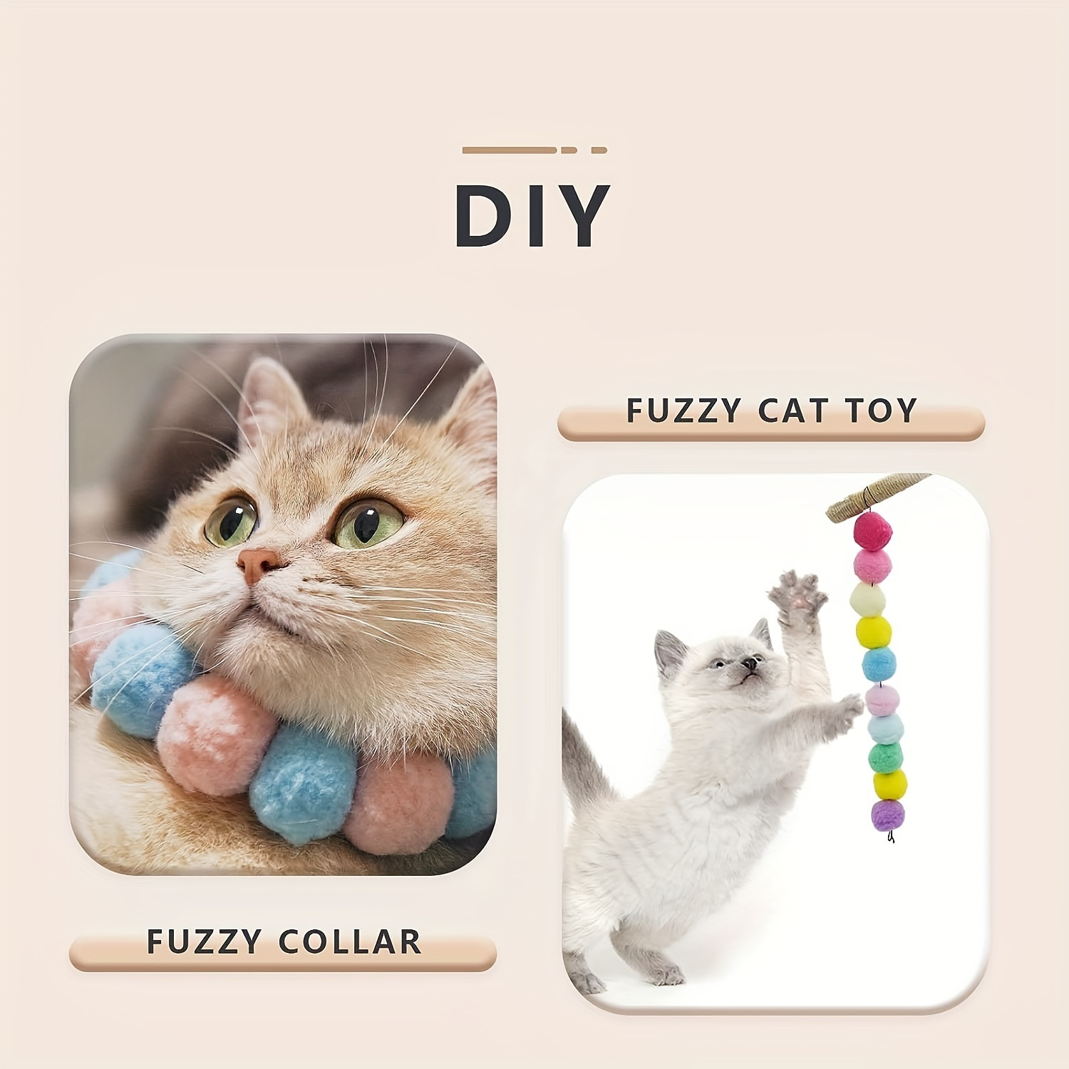 interactive launch training cat toys creative kittens mini pompoms games stretch plush ball toys for cats pet accessories details 3