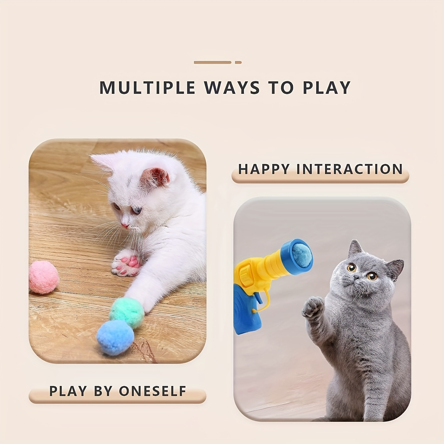 interactive launch training cat toys creative kittens mini pompoms games stretch plush ball toys for cats pet accessories details 4