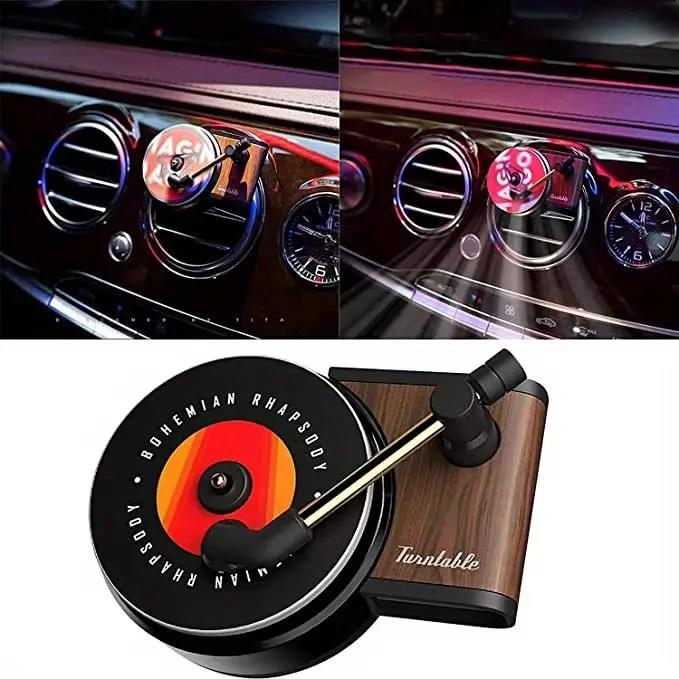 vintage record player car air freshener rotating vent clip with scented pad perfect for vehicle interior decor details 8