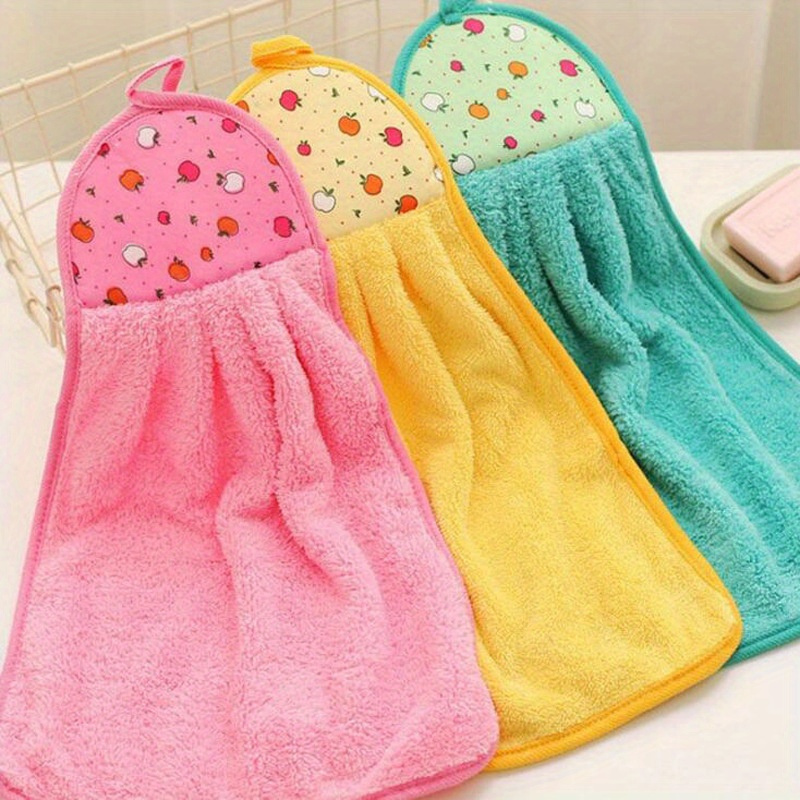 3pcs of microfiber coral fleece hand towels super absorbent cleaning cloths for the kitchen details 2