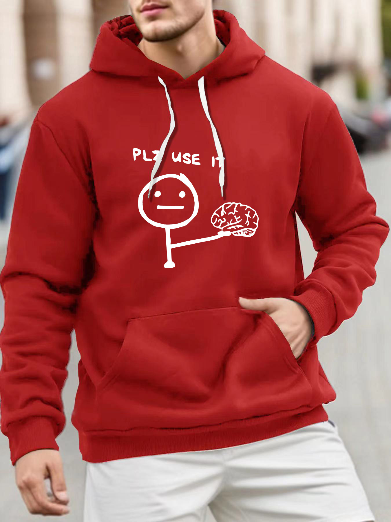 use brain print mens stylish   hooded sweatshirt with comfortable long sleeves design   autumn and winter daily   outdoor activities details 10