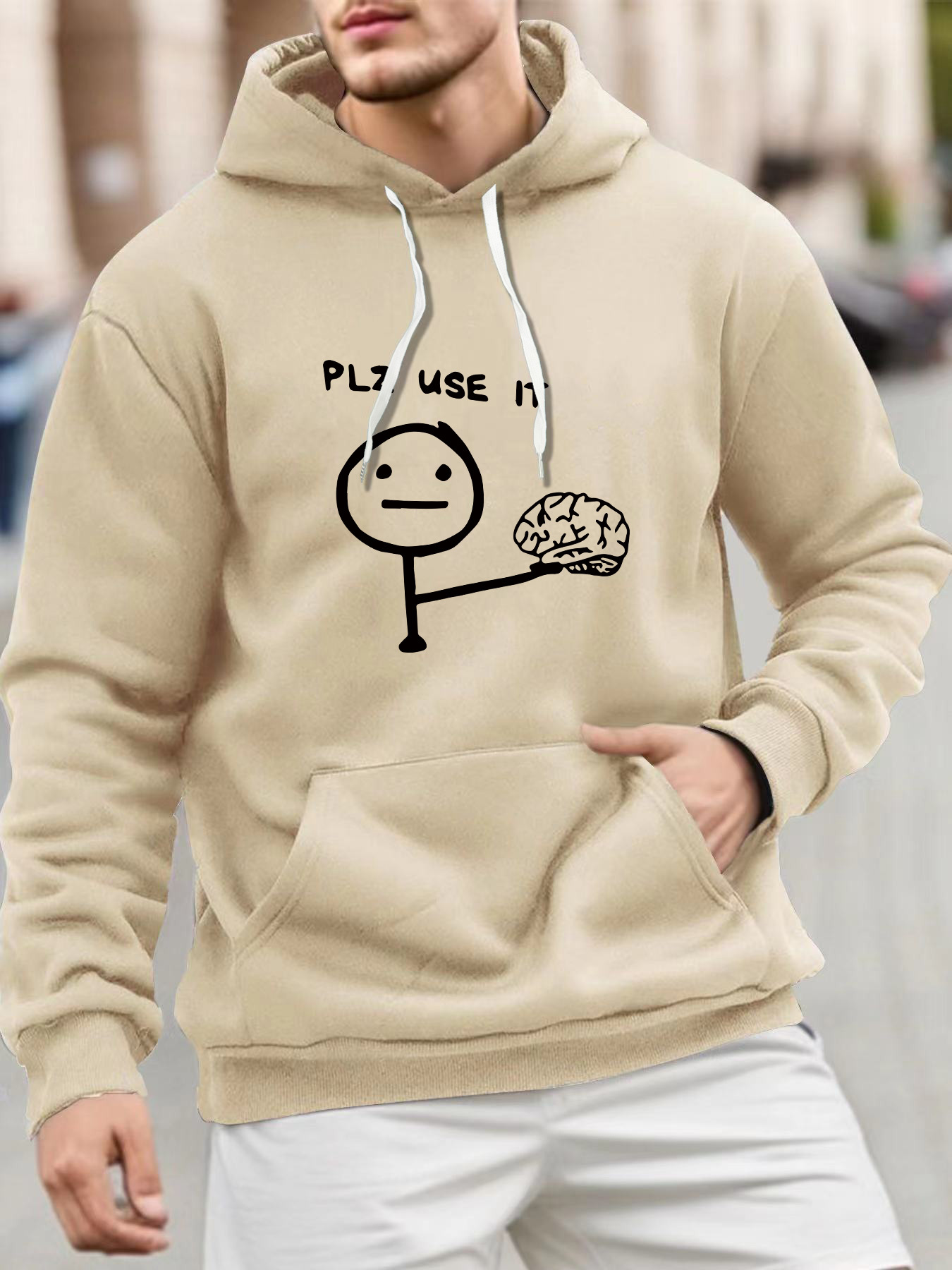 use brain print mens stylish   hooded sweatshirt with comfortable long sleeves design   autumn and winter daily   outdoor activities details 5