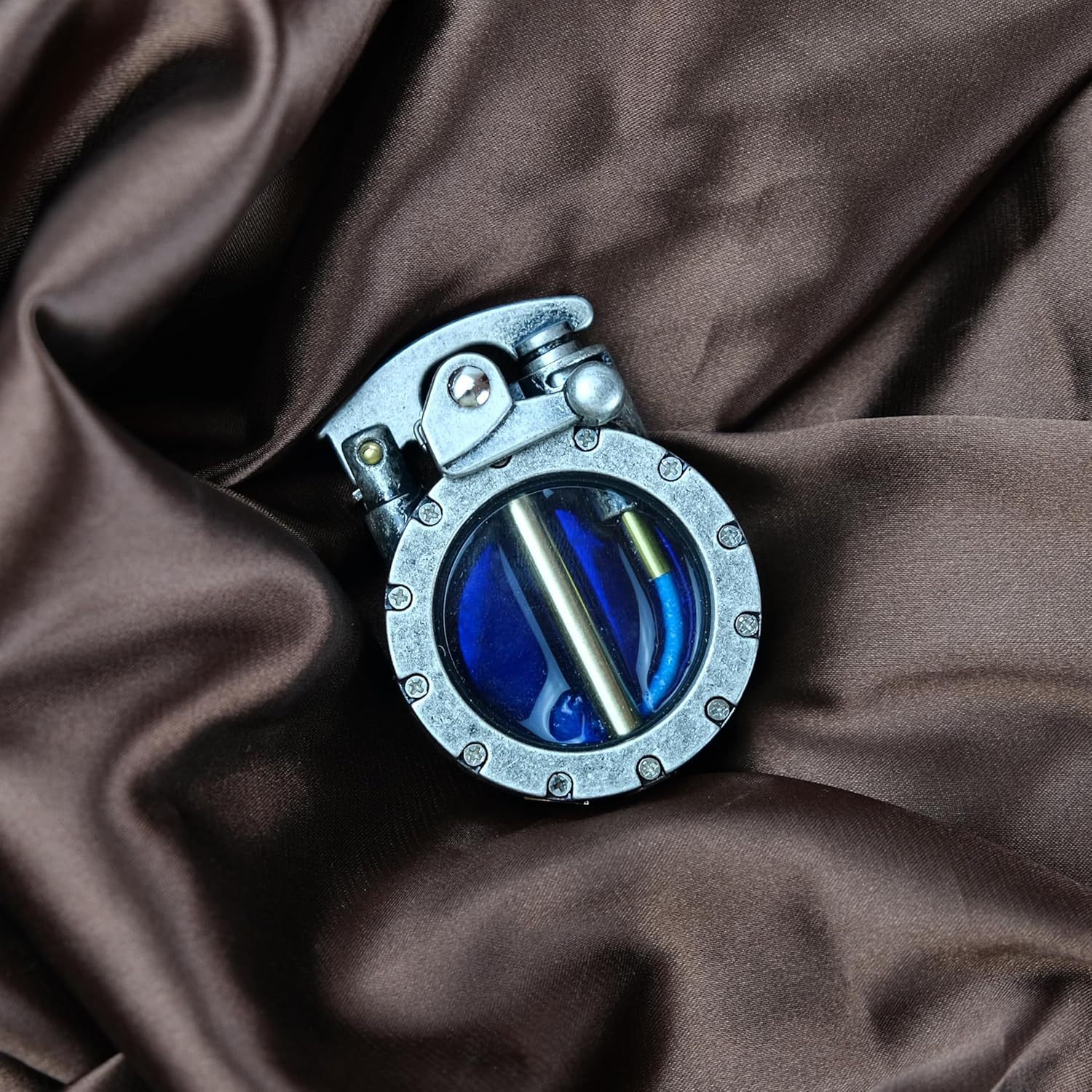 vintage steampunk trench lighter with   gas   kerosene filled metal lighter for men dad husband rustic     not included husband gift idea steampunk accessory   mechanism details 2