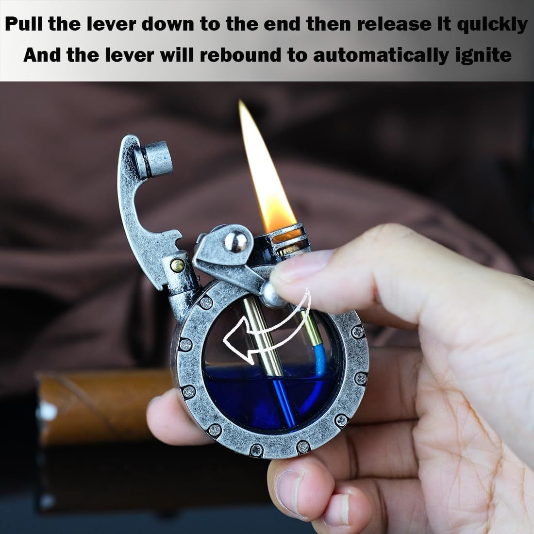 vintage steampunk trench lighter with   gas   kerosene filled metal lighter for men dad husband rustic     not included husband gift idea steampunk accessory   mechanism details 3