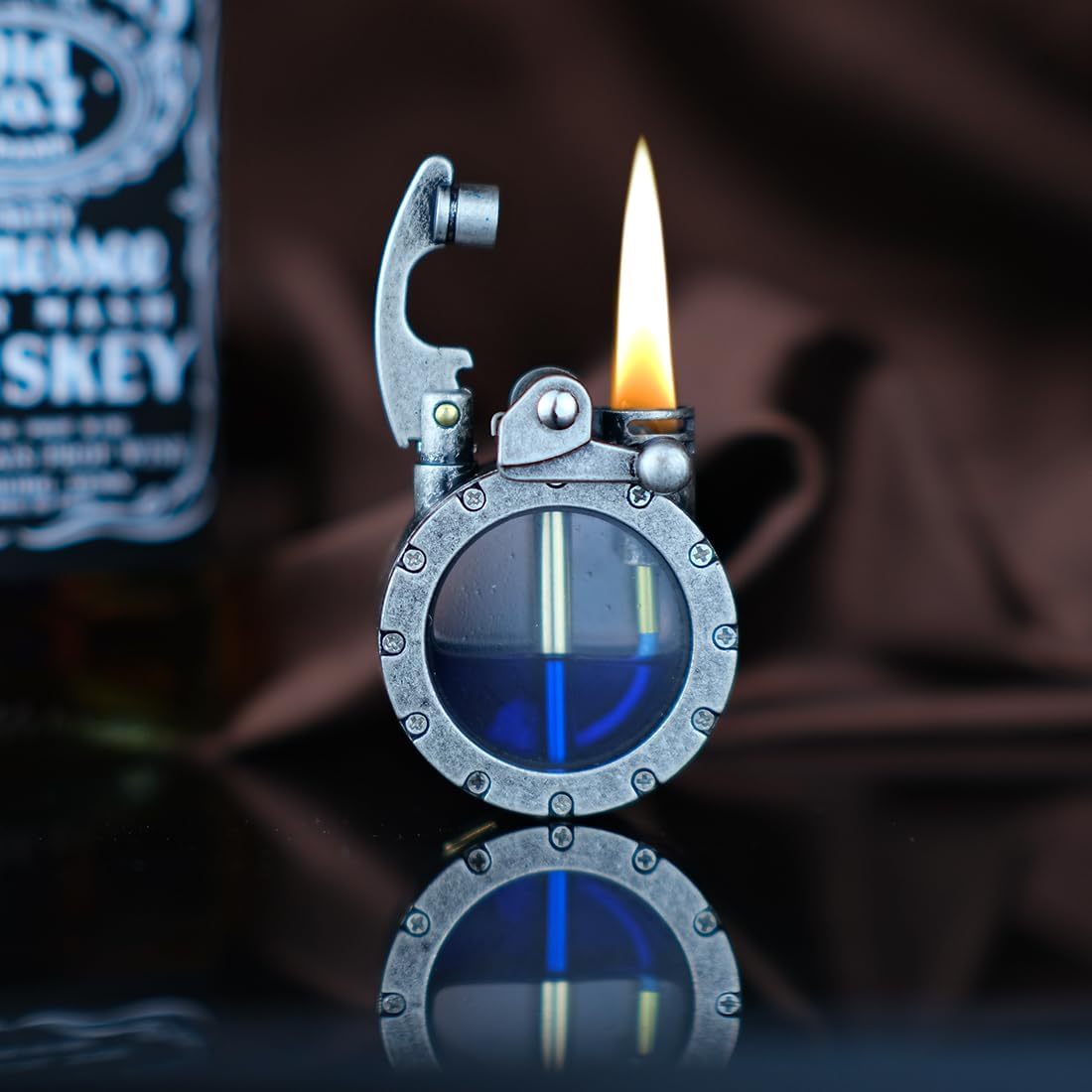 vintage steampunk trench lighter with   gas   kerosene filled metal lighter for men dad husband rustic     not included husband gift idea steampunk accessory   mechanism details 4