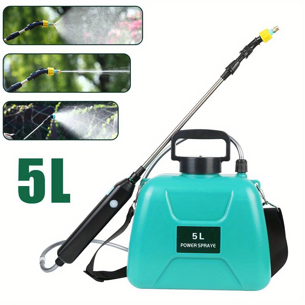 5l electric backpack sprayer with rechargeable lithium battery usb charging multiple nozzle components 36v portable bottle for garden irrigation and pest control details 0