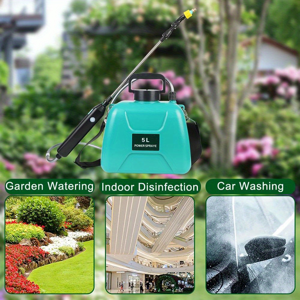 5l electric backpack sprayer with rechargeable lithium battery usb charging multiple nozzle components 36v portable bottle for garden irrigation and pest control details 1