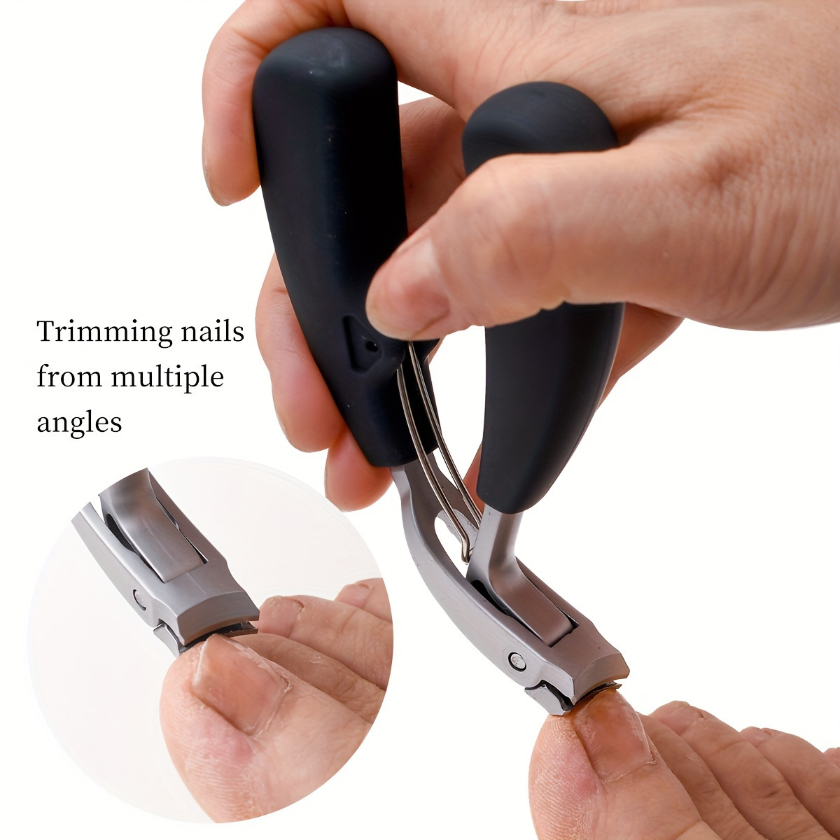 1pc heavy duty stainless steel nail clippers with blade curved design for thick nails elderly friendly no splash precision trimming long handle with arc blade for mens toenails details 1