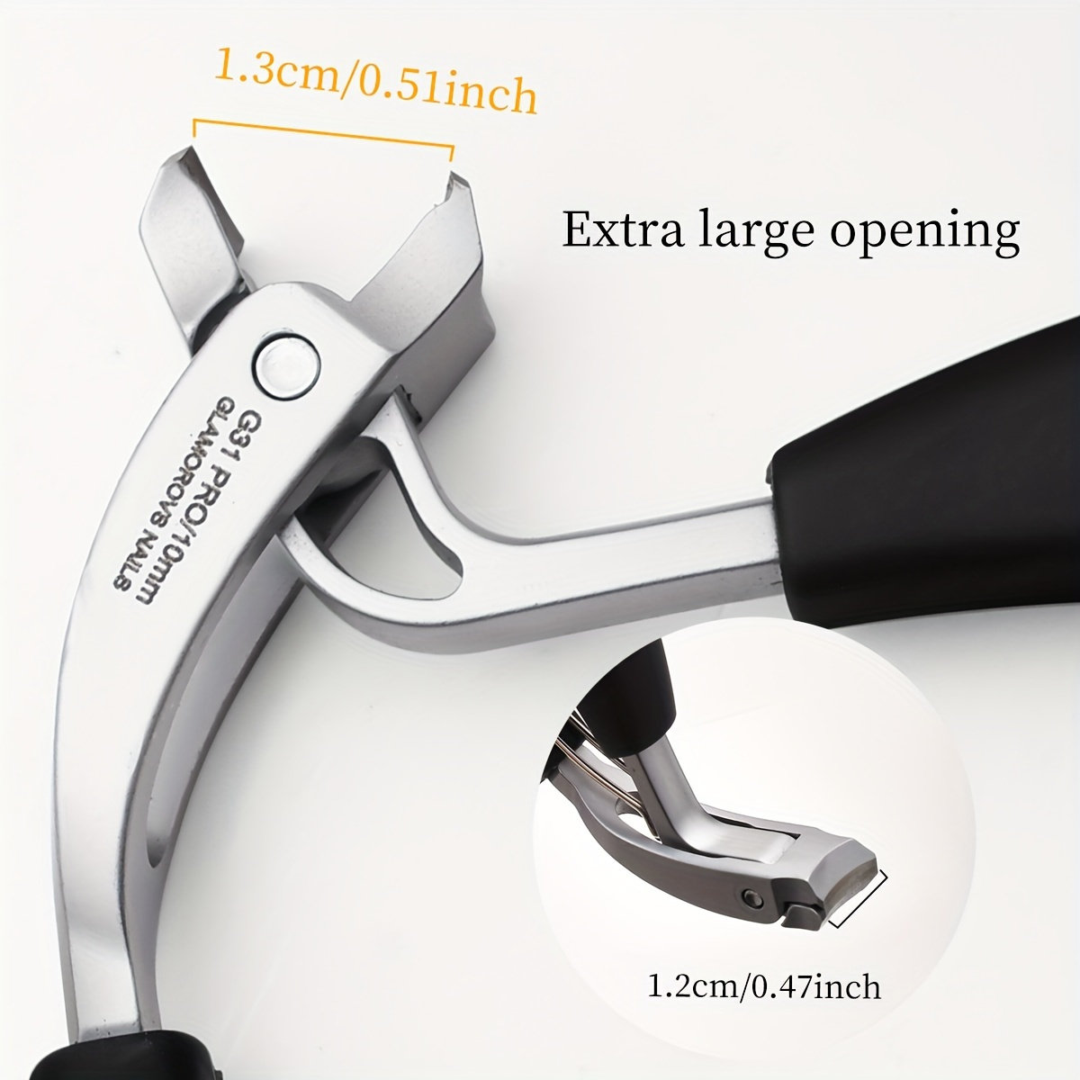 1pc heavy duty stainless steel nail clippers with blade curved design for thick nails elderly friendly no splash precision trimming long handle with arc blade for mens toenails details 2