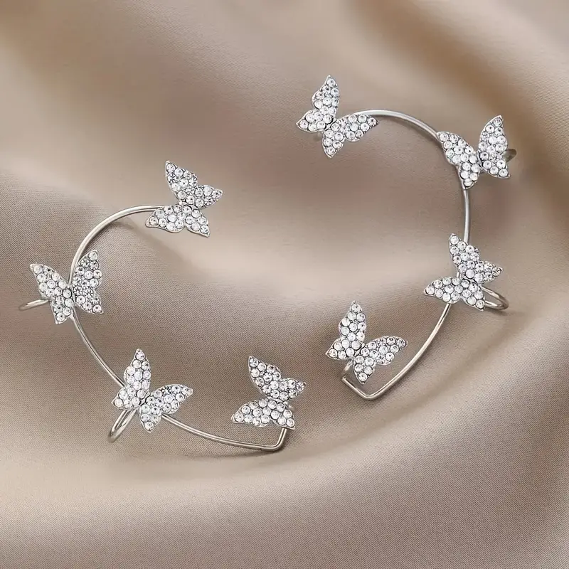 2pcs set earrings ear cuffs climber wrap around earrings for women fairy right left no piercing ear clip silvery ear jewelry gift Product details 1