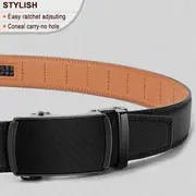 2pcs genuine leather ratchet belt for men adjustable automatic versatile casual durable alloy high quality leather panel and suitable for any occasionvalentines day details 2