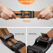 2pcs genuine leather ratchet belt for men adjustable automatic versatile casual durable alloy high quality leather panel and suitable for any occasionvalentines day details 5